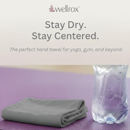 Wellrox Microfiber Yoga Hand Towel – Super Soft, Quick-Dry, Non Slip Yoga Towel for Hot Pilates, Gym & Workouts (26.5" x 16", Grey) - color: Grey