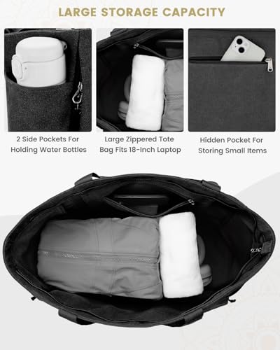 Gonex Yoga Mat Bag with Zipper Mat Carrier Canvas Gym Tote | Durable Canvas, Zipper Closures Prevent Slipping, Quick Access, Bottle Holder, Fits Yoga Blocks, Gym & Travel Use - color: Black, size: X-Large(19.5×7×17inch)