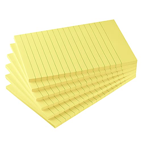 Early Buy Sticky Notes with Lines 4x6 in, Yellow Self-Stick, 45 Sheets/Pad | Bright Color Self-Stick Notes For Daily Reminders, Home, Office, And Study Use. 6 Pads, Each With 45 Sheets. - color: Yellow