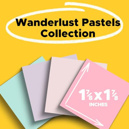Post-it Recycled Super Sticky Pop-up Notes, 1 7/8" x 1 7/8", Wanderlust Pastels Collection, 70 Sheet/Pad, 18 Pads/Pack | School Supplies and Office Products, 2X the Sticking Power