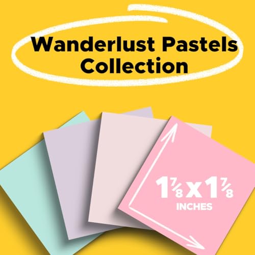 Post-it Recycled Super Sticky Pop-up Notes, 1 7/8" x 1 7/8", Wanderlust Pastels Collection, 70 Sheet/Pad, 18 Pads/Pack | School Supplies and Office Products, 2X the Sticking Power