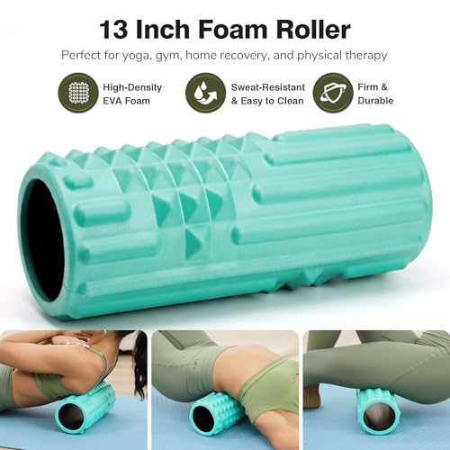 5 in 1 Foam Roller Set for Muscle Recovery & Deep Tissue Massage - color: Green