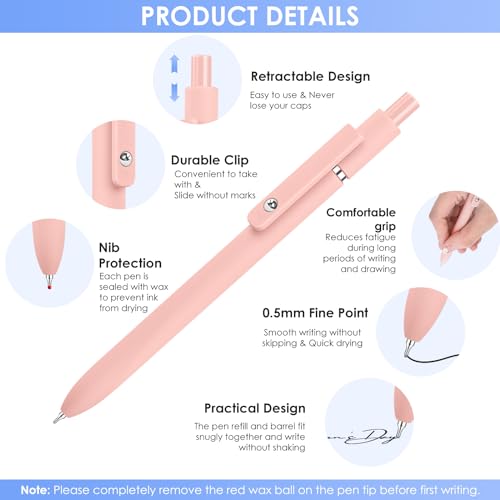 Gel Pens, 5pcs 0.5mm Cute Black Ink Fine Point Pens With Smooth Writing | Quick Dry Pens For Journaling Note Taking, Teacher Work Desk Accessories Office Supplies for Men Women, Morandi - color: Multicolor & 5 Morandi