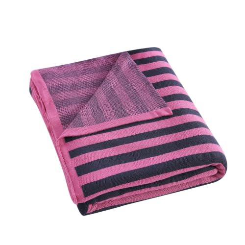BOV Cooling Knit Throw Blanket 50x60, 100% Viscose, Gray Red Stripe - color: Berry & Charcoal