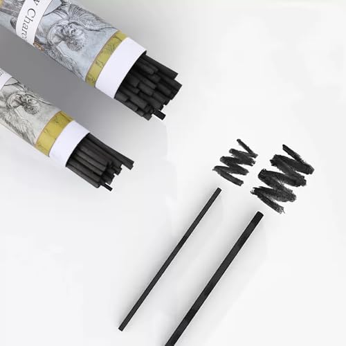 Willow Charcoal Sticks, Natural Willow Charcoal for Professionals, Students, and Hobbyists, Great for Drawing, Sketching, and Shading, Approx. 4-5mm Dia, 25 Sticks - style: 4-5mm