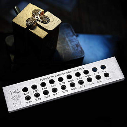 Jewelry Wire Drawplate, 4 Round Holes Wire Drawing Board Metal Drawplate Jewelry Tools Decorations Accessory(C)