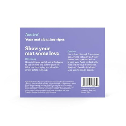 ASUTRA Yoga Mat Wipes (Lovely Lavender), Individually (1 Box = 30 Wipes) - size: 1 Box (Pack of 30)