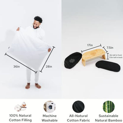Mindful Modern Bamboo Bench and Zabuton Meditation Mat Bundle - Small Kneeling Meditation Bench with Locking Magnetic Hinges - Wooden Kneeling Ergonomic Bamboo Seiza and Mat for Meditation