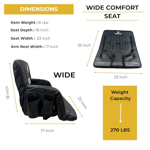 Stadium Seat with Back and Cushion: Regular 23” bleacher Chairs, Stadium Chairs on Hard Benches. Recommended for Extra Space Comfort, a Premium Chair for Bleachers