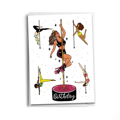 Fun Birthday Card for Pole Dance Enthusiasts - style: Pole Dance