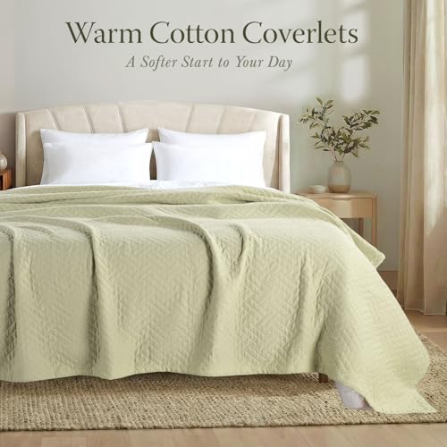 Threadmill Luxury Cotton Blankets for Queen Size Bed | All-Season 100% Cotton Queen Size Blanket | Criss Cross Cozy Lightweight, Soft Breathable Coverlet fits Full Size Bed, 90x92 | Sage Green - color: Classic Sage Green, size: Queen / Full