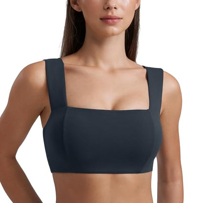 CRZ YOGA Butterluxe Wide Strap Sports Bras - color: True Navy, size: X-Small
