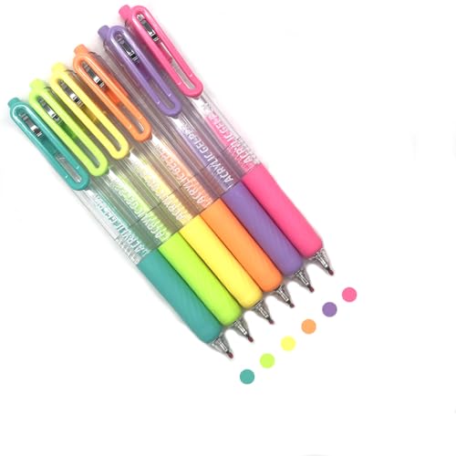 6 Colors Acrylic Gel Pens 0.7mm Fine Tip Paint Markers Dopamine | Quick Dry Smooth Writing for Adult Coloring, Black Paper, Drawing, Journaling, Note Taking