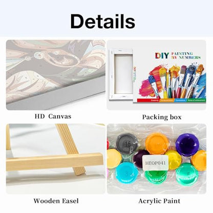 HeeBenor Paint by Numbers Kit for Adults Framed, Black Women Paint by Number with Easel, DIY Acrylic Black Woman Oil Painting Kit, Adult Paint by Number Kits Framed Canvas 8x12 Inch - color: Black Women 041