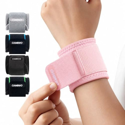CAMBIVO 2 Pack Wrist Brace for Carpal Tunnel with wraps, Pink - color: Pink