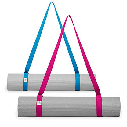 Gaiam Easy-Cinch Yoga Mat Sling - Durable Carrying Strap for Yoga Mat with Metal D-Rings for Secure Fit (No Mat Included) - color: Fuchsia Or Blue
