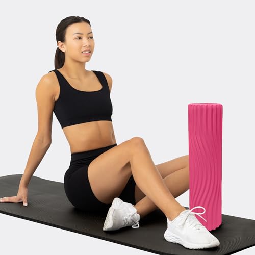Oceanfoam Tidal Roller - Hot Pink - Muscle Massage Foam Roller for Back Pain & Stretching - Firm and Ergonomic Wide Wave Textured - Yoga, Athletics, & Wellness - Full Size, 20" x 5" - color: Hot Pink