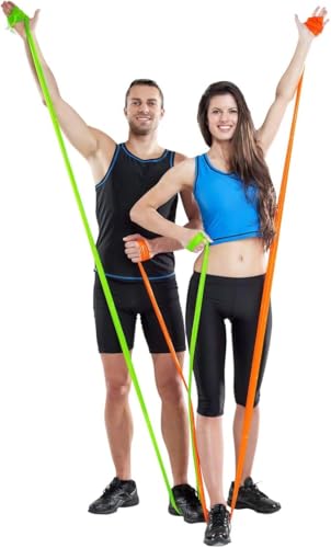 5-9 FT Made in Malaysia 3 Level Set of 3 Sanctband Resistance Bands Latex Elastic Band for Upper & Lower Body & Core Exercise, Physical Therapy, Pilates, at-Home Workout and Rehab - size: 9Ft