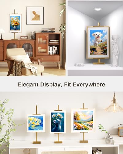 Adjustable Tabletop Easel Stand, Picture Easels for Display Up to 29" H, Metal Picture Frame Holder Stand Table for Art, Photo (Gold) - color: gold