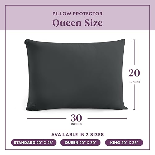 CirclesHome Pillow Protectors 4 Pack Queen Zippered - 100% Cotton Breathable Pillowcases - Protects Pillows from Dirt, Dust and Debris (Queen- Set of 4 - 20x30) - color: 4 - Dark Grey, size: Queen (20 x 30 inches) - Set of 4