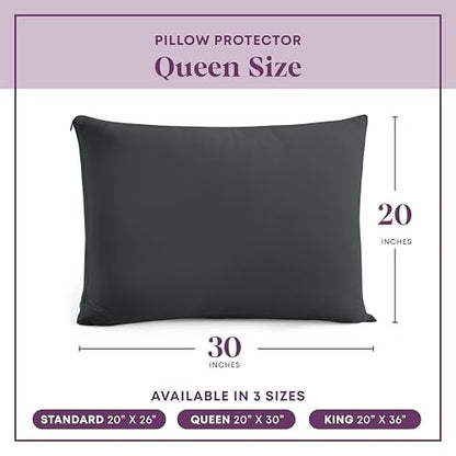 CirclesHome Pillow Protectors 4 Pack Queen Zippered - 100% Cotton Breathable Pillowcases - Protects Pillows from Dirt, Dust and Debris (Queen- Set of 4 - 20x30) - color: 4 - Dark Grey, size: Queen (20 x 30 inches) - Set of 4