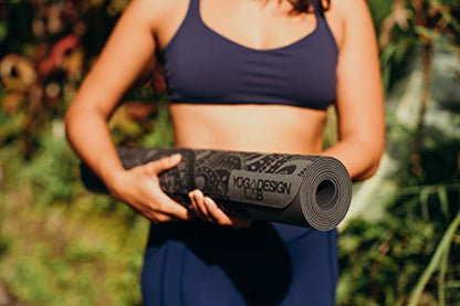 YOGA DESIGN LAB | The Infinity Mat | Luxurious Non-Slip Design Provides Unparalleled Grip to Support and Align You Beautifully | Eco-Friendly | w/Carrying Strap! - color: Mandala Charcoal, size: 3mm