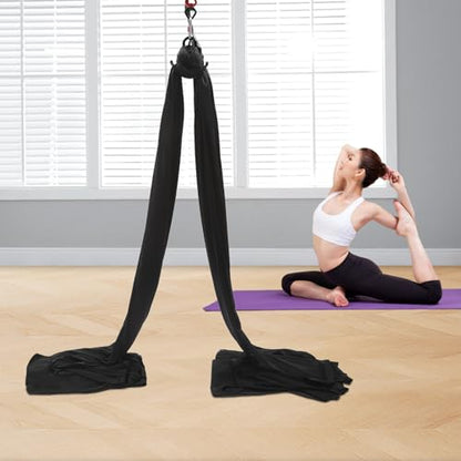 Aerial Silks Equipment for Aerial Yoga Aerial Dance Acrobatic Circus Arts Soft Durable Yoga Hammock Aerial Rig for All Skill Levels Load Capacity 440LB Black - color: Black-16.4*8.53FT
