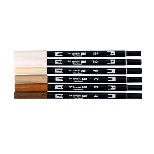 Tombow 56241 Dual Brush Pen Art Markers, Coffee Break, 6-Pack