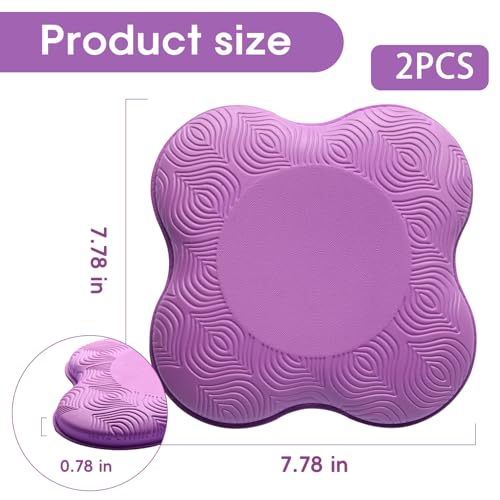 2 Pack Yoga Knee Pads Mat Set - Extra Thick Foam Kneeling Pad Cushion for Knees, Elbows, Wrists, Head - Yoga Essentials for Women Men, Non-Slip Pilates, Meditation, Floor Workouts - color: Purple