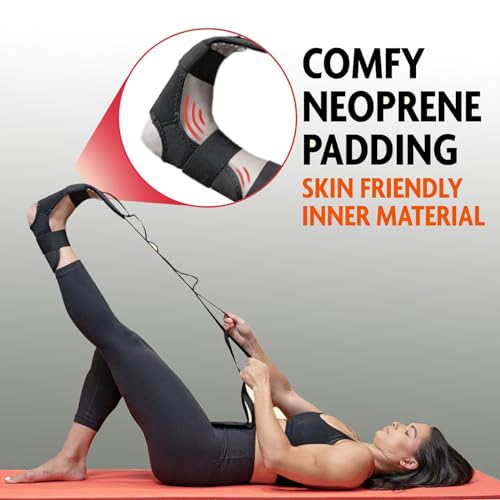 SHAZ Foot & Calf Stretcher, Fascia Hamstring Stretcher for Plantar Fasciitis, Achilles Tendonitis, Heel Spurs & Shin Splints - Yoga Leg Stretching Strap for Back Pain - Flex Strap for Physical Therapy