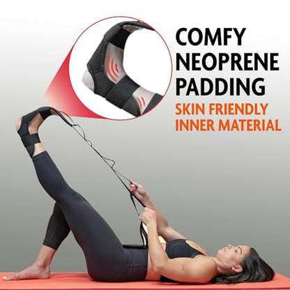 SHAZ Foot & Calf Stretcher, Fascia Hamstring Stretcher for Plantar Fasciitis, Achilles Tendonitis, Heel Spurs & Shin Splints - Yoga Leg Stretching Strap for Back Pain - Flex Strap for Physical Therapy