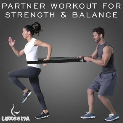 Premium 76" Extra Long Resistance Band for Working Out, 3" Wide Non-Slip Fabric Exercise Band for Stretching, Yoga, Strength Training & Physical Therapy (Black)