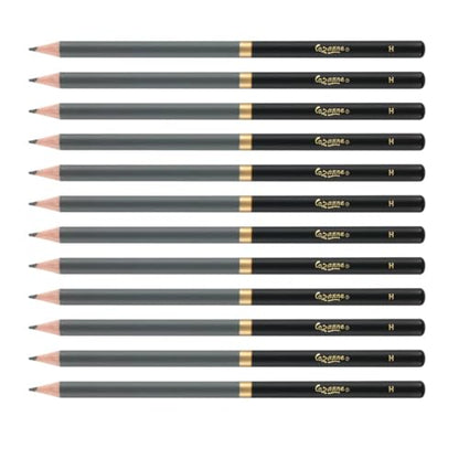 Cezanne Graphite Drawing Pencils Set - H, Set of 12 Break-Resistant Graphite Lead, Easy-to-Sharpen Sketch Pencils, Master Artist Quality Graphite Pencils for Technical and Artistic Drawing - color: H, size: Set of 12