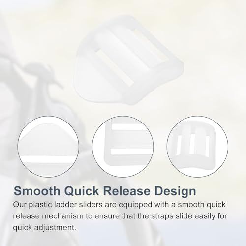 uxcell Plastic Ladder Slider Adjustable Buckles | Tension Lock Tri-Glides for Belt Backpack Straps Part Replacement - color: Transparent, size: 1"