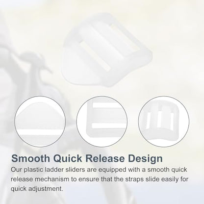 uxcell Plastic Ladder Slider Adjustable Buckles | Tension Lock Tri-Glides for Belt Backpack Straps Part Replacement - color: Transparent, size: 1"