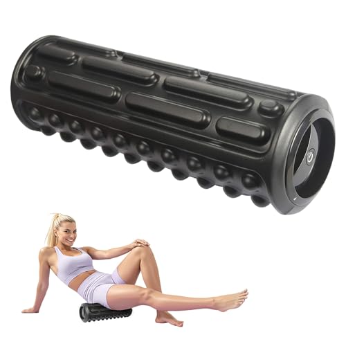 20-Inch Integrated Vibrating Foam Roller for Muscle Recovery with Storage | 20 Inch Tri-Texture Vibrating Foam Roller, 3 Vibration Levels, Storage Compartment, Portable Roller for Home, Gym and Travel