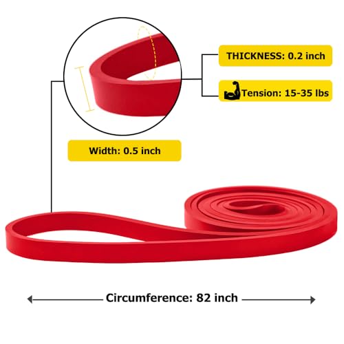 ROSAPOAR Resistance Band Pull up Band Fitness Exercise Bands Natural Latex for Workout Body Stretch Powerlifting Band Fitness Sport Training at Home/The Gym - color: red