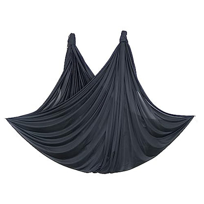 Deluxe Pilates & Yoga Flying Swing Aerial Hammock - Silk Fabric (5mx2.8m) - color: Black