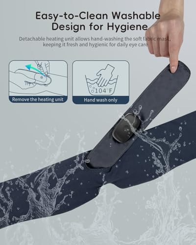Heated Eye Masks for Dry Eyes with Bluetooth 6.0 Headphones - 3 Heat Levels, Memory Function, Soft Fabric Sleep Mask for Eye Strain & Migraine Relief - Unisex Dark Gray - color: Dark Gray
