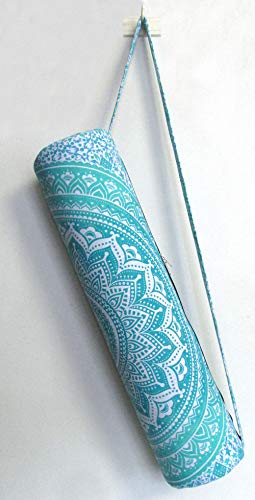 INDIAN CRAFT CASTLE ICC Yoga Mat Bag Carrier Full-Zip Exercise Yoga Mat Carry Bag for Women Men with Multi-Functional Storage Pockets and Adjustable Shoulder Strap 26X6 Inches - style: Ombre Green