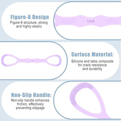 Arm Resistance Bands, 8 Shaped Resistance Bands with Handles,15lb (Purple)