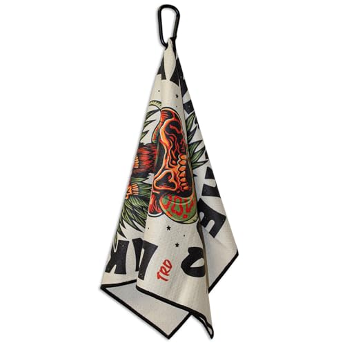 RokFit Gym & Golf Towel – Multi-Use, Quick-Dry, Durable Utility Towel with Bold Graphic and Carabiner Clip (Drink The Wild Air) - color: Drink the Wild Air