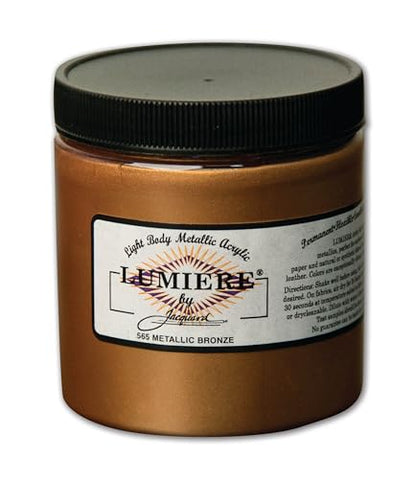 Jacquard Lumiere 8oz Fabric Paint Metallic Bronze - Metallic Paint for Fabric Paper Wood Ceramic and Metal - Light-bodied Metallic Acrylic Paint - Lightfast & Vibrant Acrylic Paints - color: Metallic Bronze, size: 8 Fl Oz (Pack of 1)