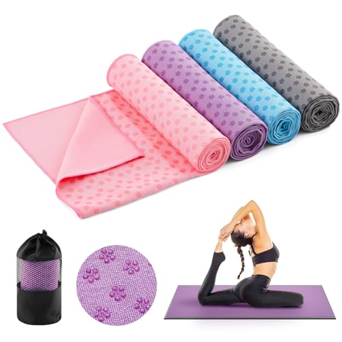 Breling Yoga Towel 4 Pack, Hot Yoga Towel 72" x 24" Non Slip, Colorful - color: Colorful