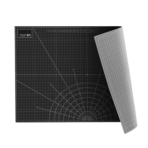 35" x 23" Self Healing PVC Cutting Mat, A1-Black or Gray | Large, Double Sided, Gridded Rotary Cutting Board, For Craft, Quilting, Fabric, Scrapbooking, Sewing - color: A1-Black or Gray