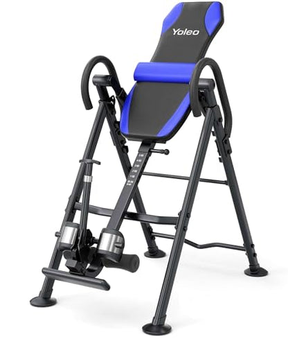 YOLEO Gravity Inversion Table for Back Pain Relief 2026 New Inversion Table | w/Lumbar Support, Easy to Assemble, Back Stretcher Machine 300 lbs - color: Grayish Blue