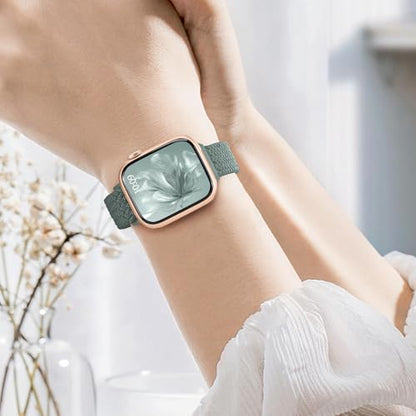 Slim Braided Stretchy Band Compatible with Apple Watch Bands Women | 40mm 41mm 42mm 38mm 44mm 45mm 46mm 49mm Thin Elastic Nylon Solo Loop Strap ,Wristband for iWatch Series 11 10 9 8 7 6 5 4 SE - color: Cactus, size: 44/45/46/49mm