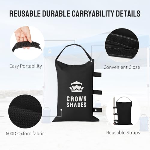 CROWN SHADES Sand Bags for Canopy Legs, 150 LBS, Black (Unfilled) - color: Black, size: 150lbs