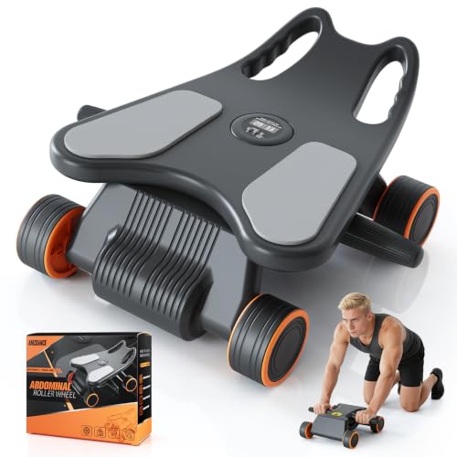 Ab Roller with Elbow Support,Exercise Roller Wheels with 4 Wheels | Abs Exercise Roller Abdominal Training with Knee Pad for Home Gym
