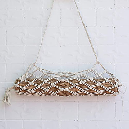 Macrame Yoga Mat Carrier Bag, Suitable for most Yoga Mats - color: beige
